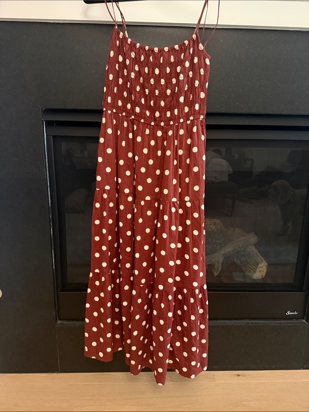 GAP Rust Maxi Skirt with Cream Polka Dots